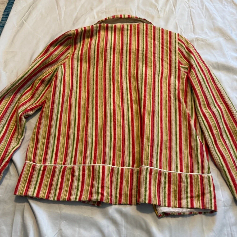 Vintage Striped Jacket Colorful Textured Cotton No Tag - Picture 7 of 8